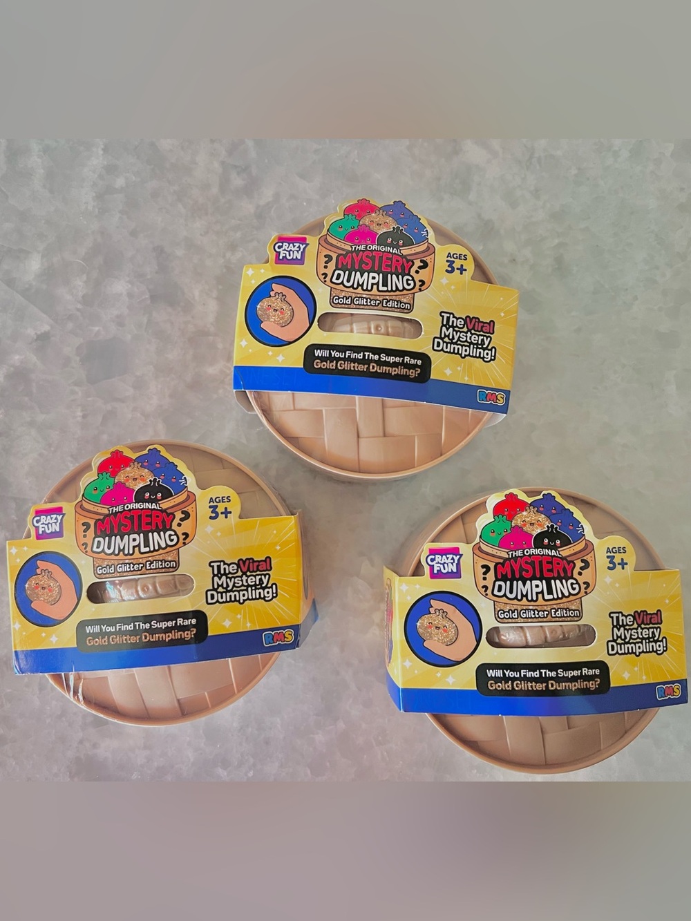 The Original Mystery Dumpling Gold Glitter Edition RMS - SET OF 3 Dumplings